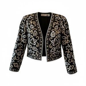 Oleg Cassini Black and Silver Embellished Blazer - Show up & Stand out!